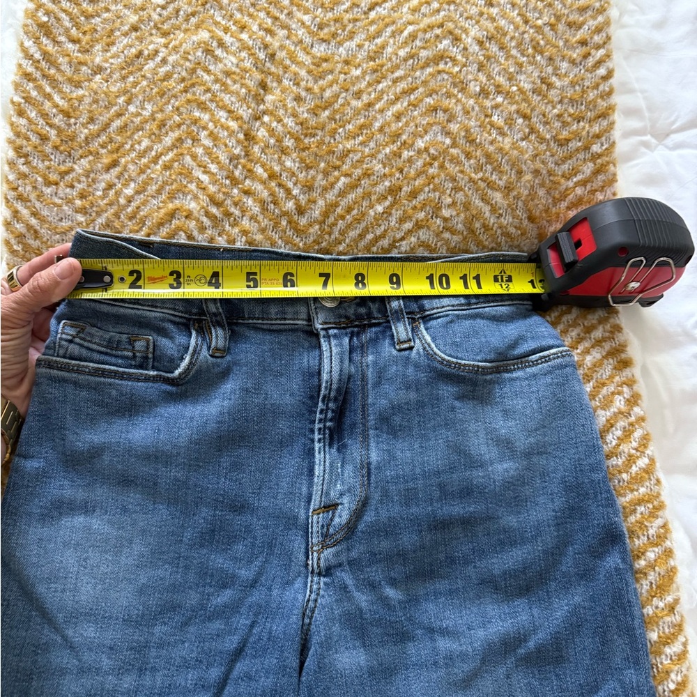 Frame Le Palazzo Ankle Super Strech Wide-Leg Raw Hem Cotton Denim Jeans - Picture 14 of 14